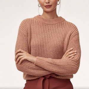 Aritzia Wilfred Essential Chenille Sweater Roebuck Rose Size M